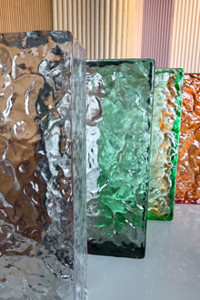 Blocs de verre Artmur — transparent, noir, vert bouteille et ambre