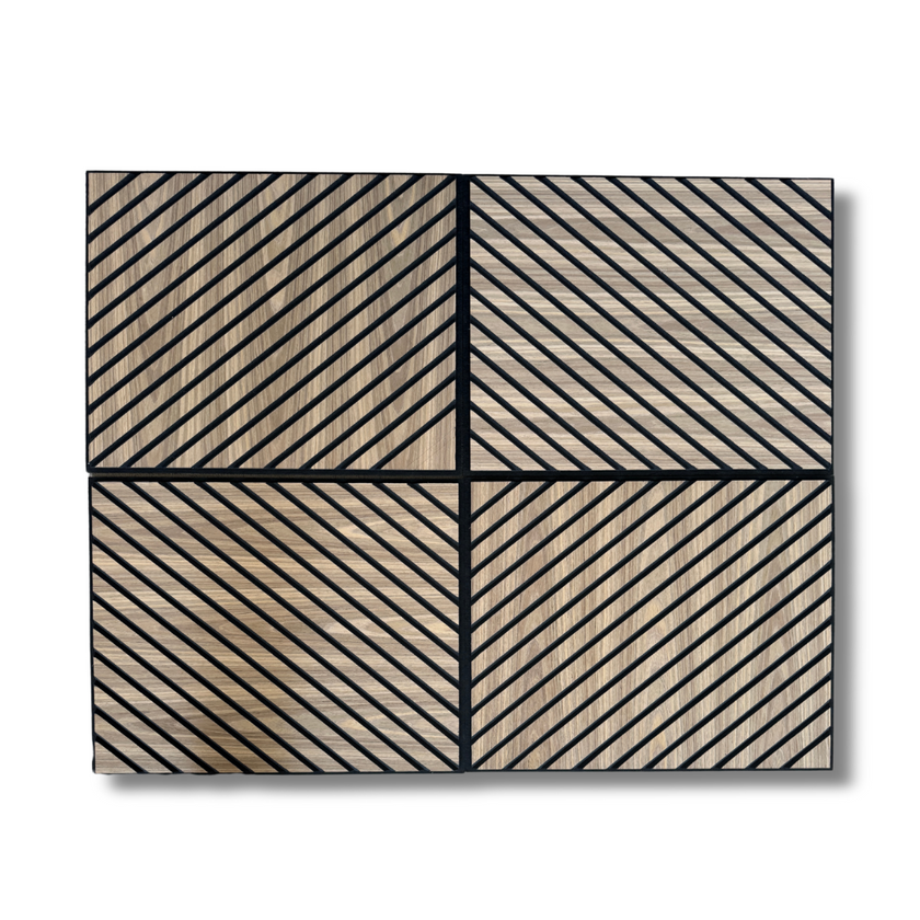 Diagonal walnut acoustic panel | Akutuile