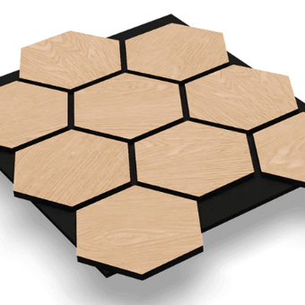 HexaMur chêne naturel sur feutre noir