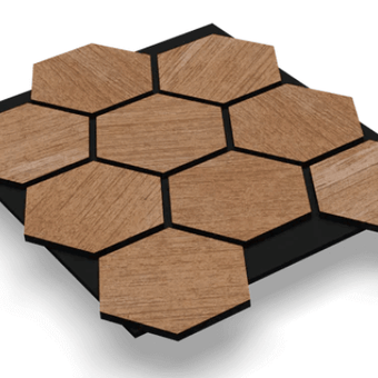 HexaMur noyer naturel sur feutre noir