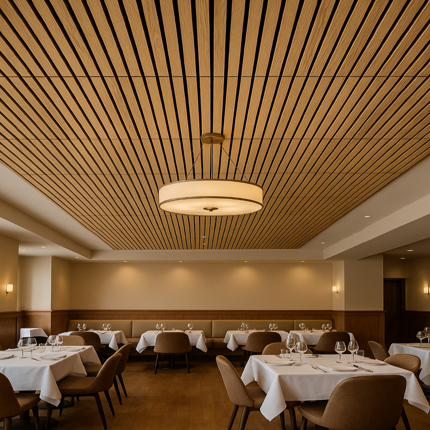 Natural oak linear acoustic panel | Akutuile