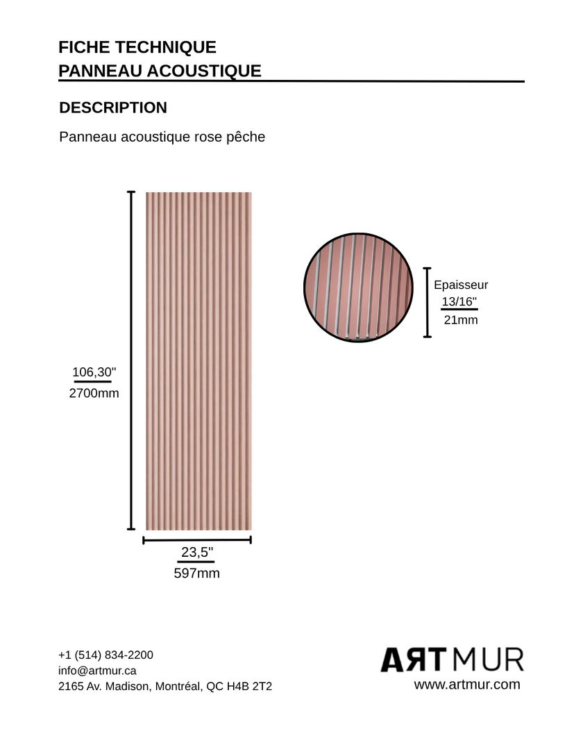 Peach pink colored acoustic panel | Artmur