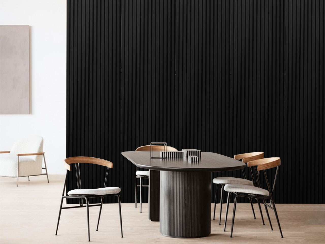 Panneau acoustique frêne noir feutre noir | Artmur