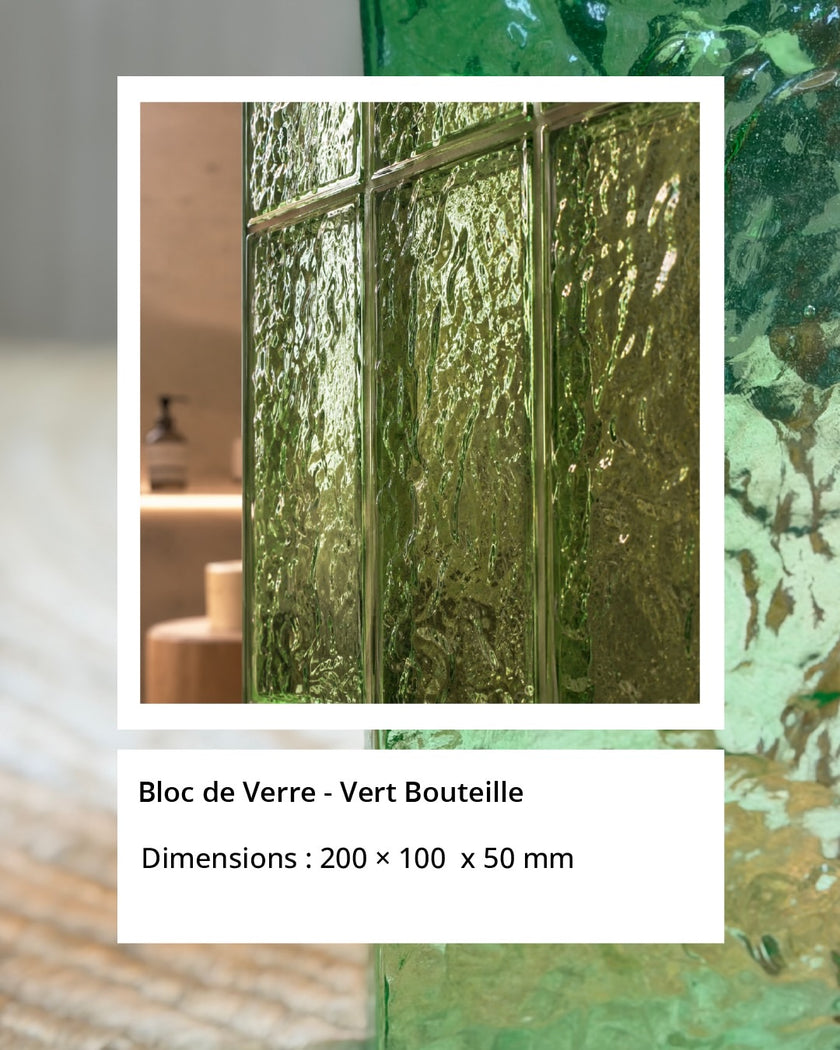 Bloc de verre vert bouteille