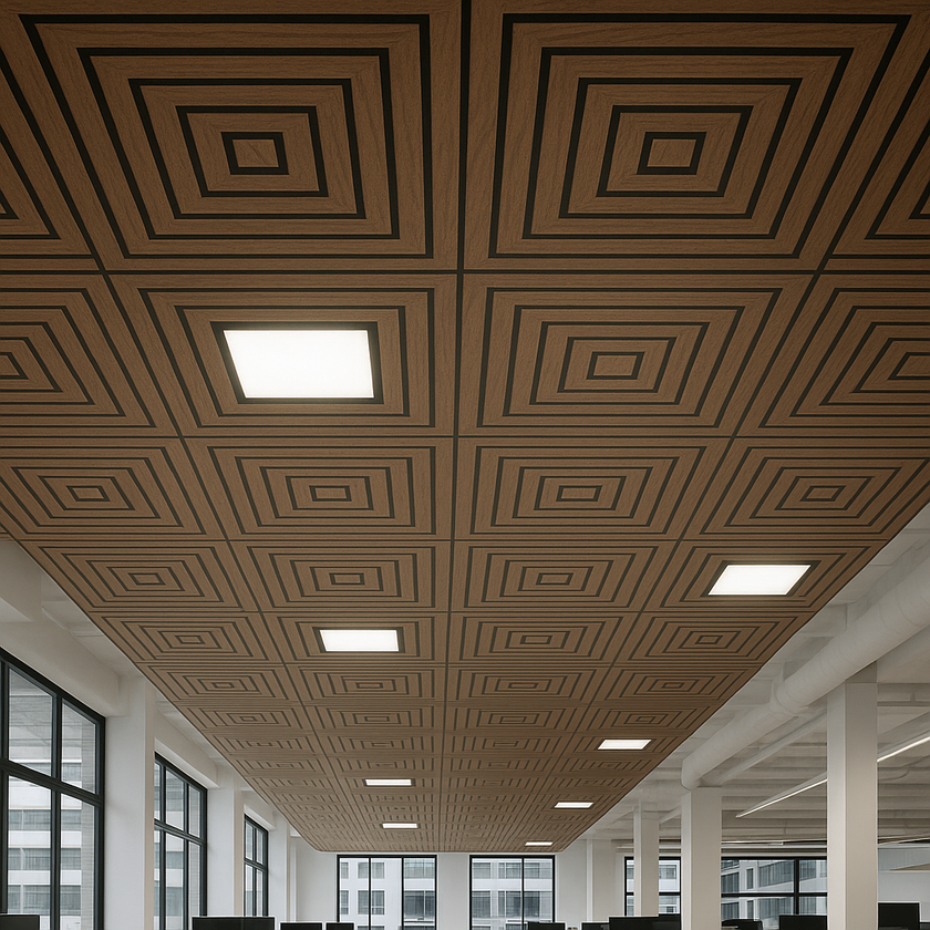 Panneau acoustique carré noyer | Akutuile