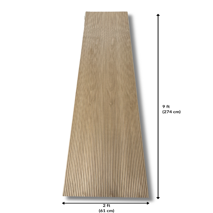 274 x 61 cm dimensions of the natural oak Mini slat SuperFlex flexible panel
