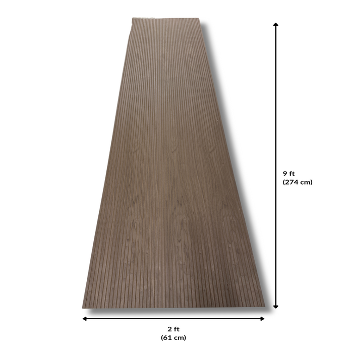 274 x 61 cm dimensions of the walnut Mini slat SuperFlex flexible panel