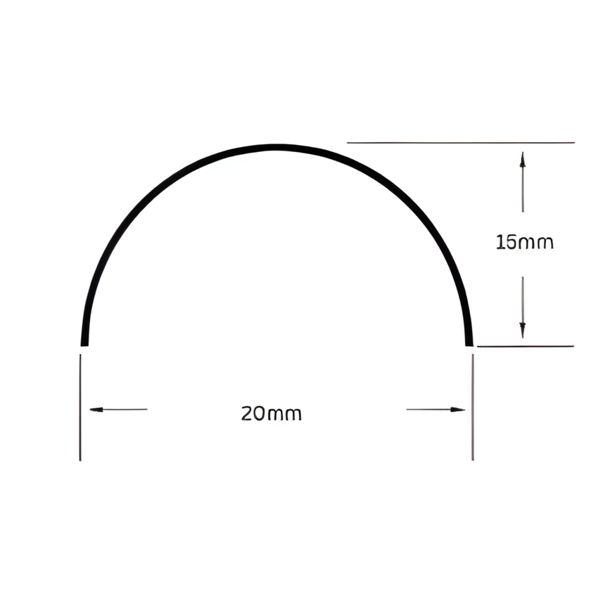 Schéma du profil des cannelures du panneau flexible Velour VelvFlex, 20 x 15 mm