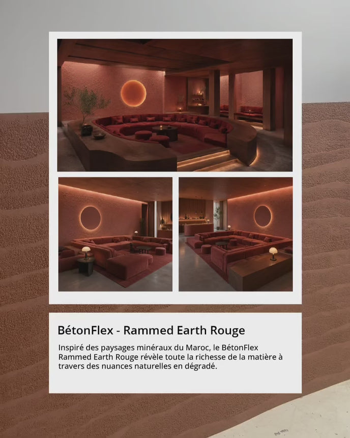 Vidéo d'inspirations lounge avec le panneau flexible effet terre cuite Ram Earth Rouge BétonFlex