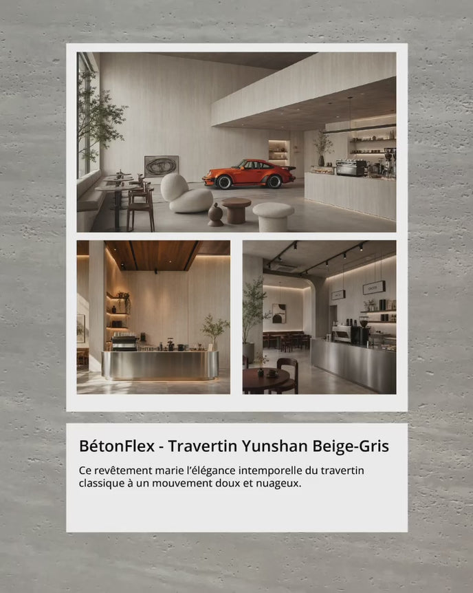 Vidéo d'inspirations déco avec le panneau flexible effet travertin Yunshan beige gris BétonFlex