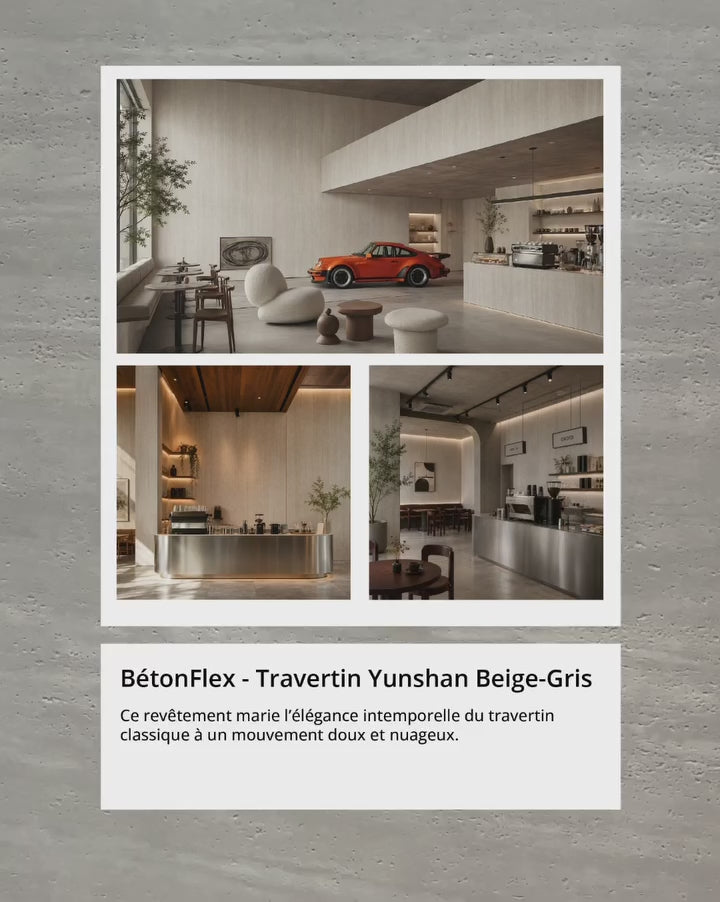 Vidéo d'inspirations déco avec le panneau flexible effet travertin Yunshan beige gris BétonFlex